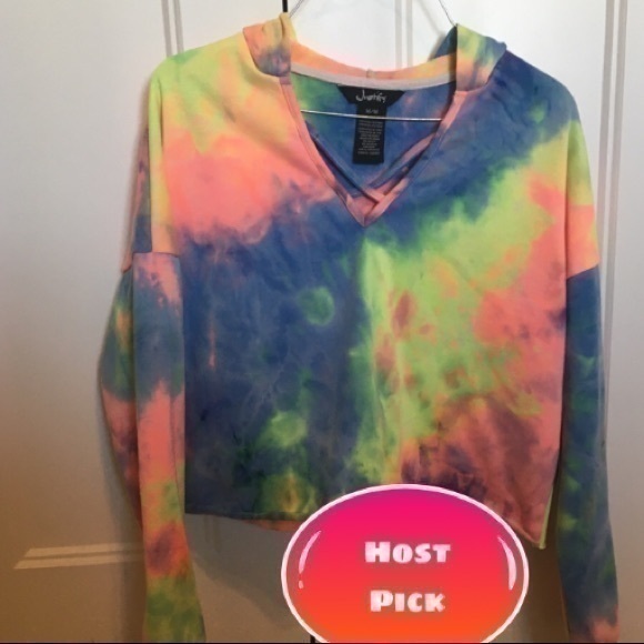 Women’s size medium cropped tie dyed hoodie sweatshirt - Picture 1 of 9